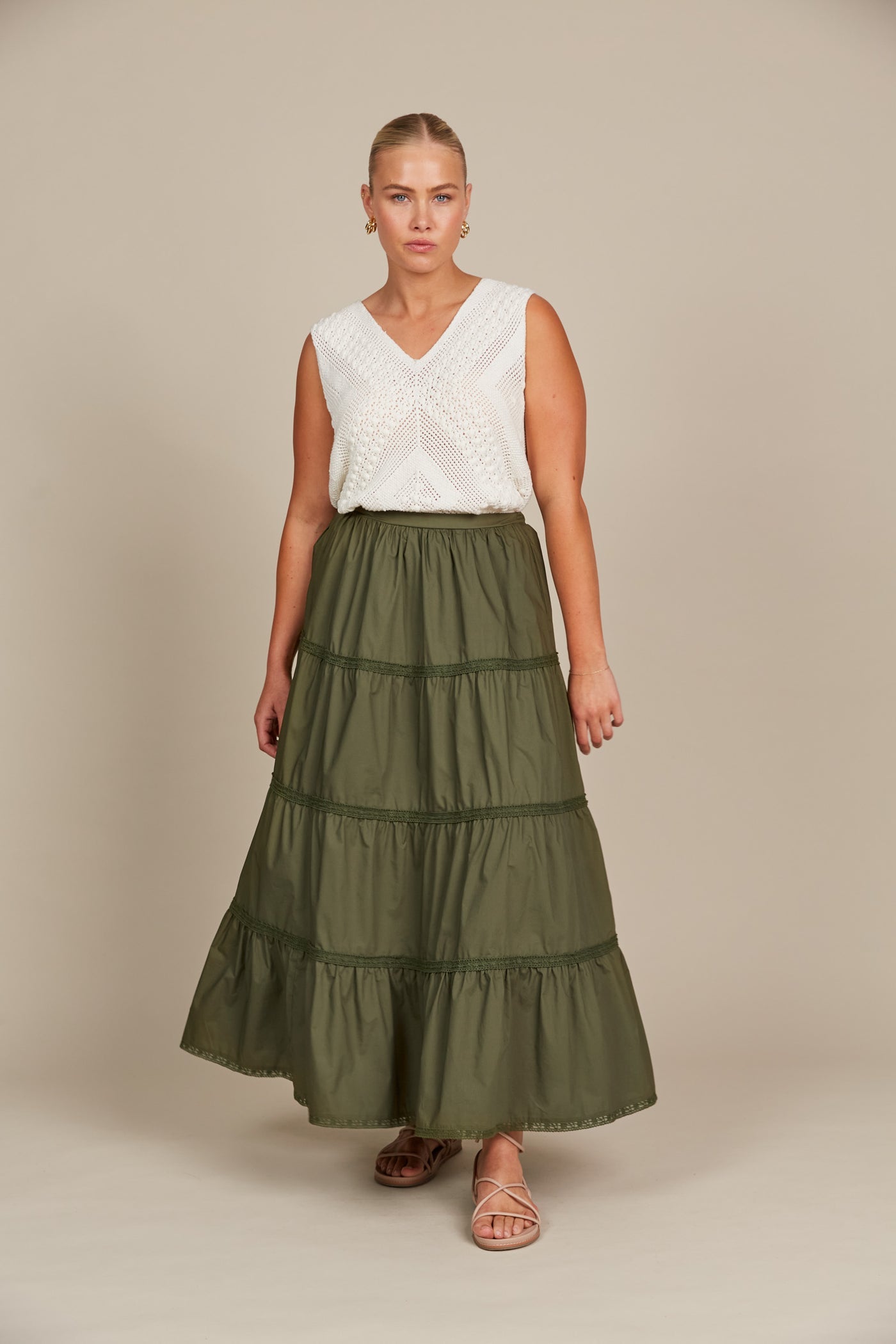 Isle of mine Remi Tiered Skirt olive