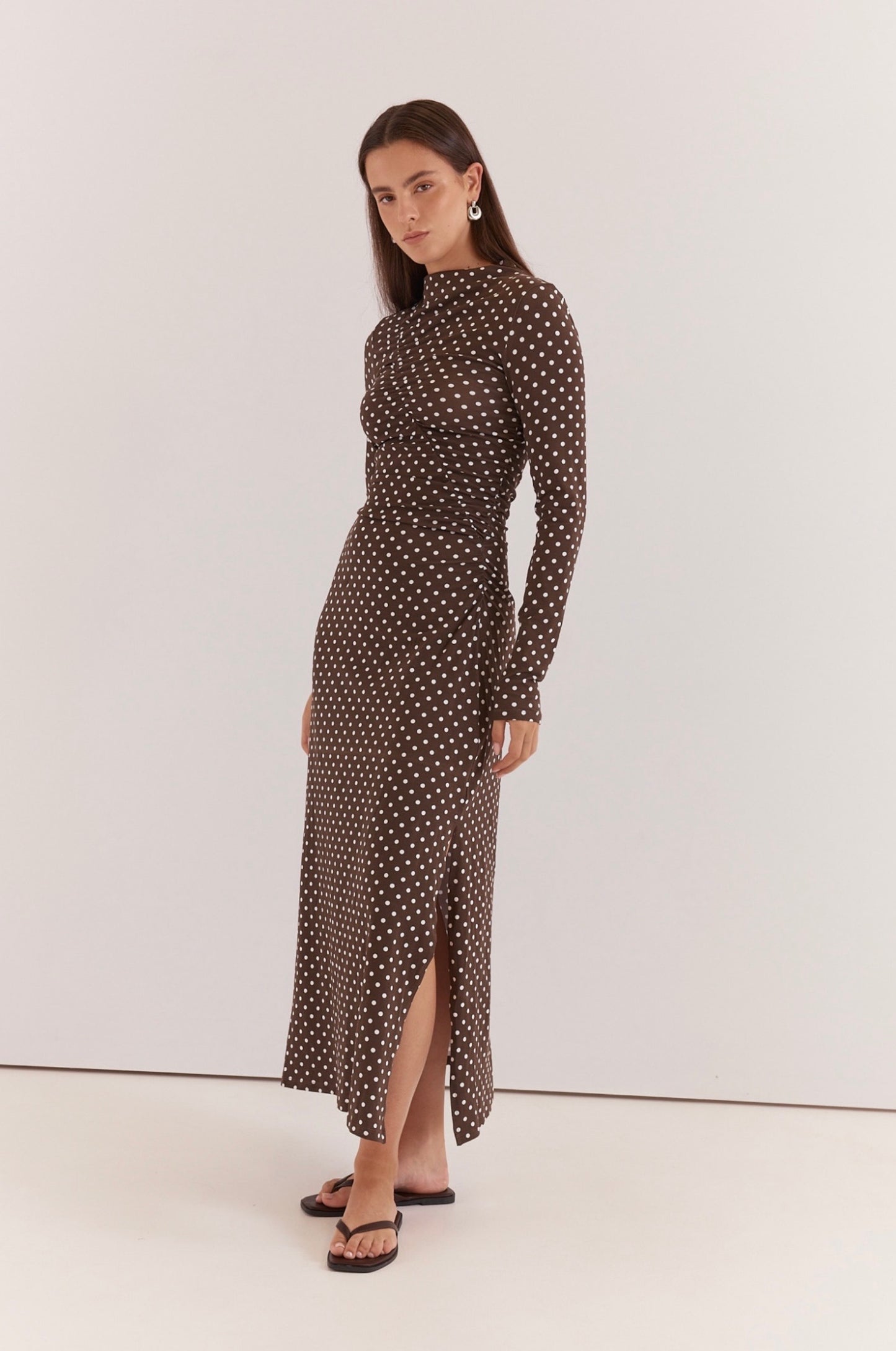 Sass Ashini long sleeved ruched dress