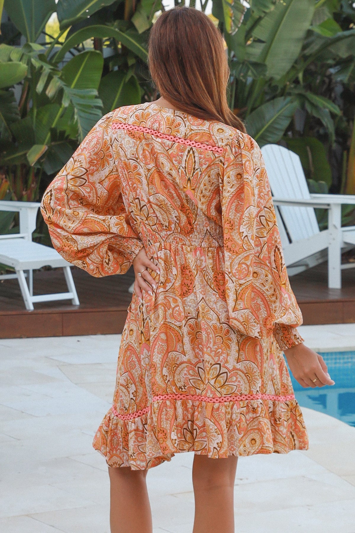 Paisley dress peach