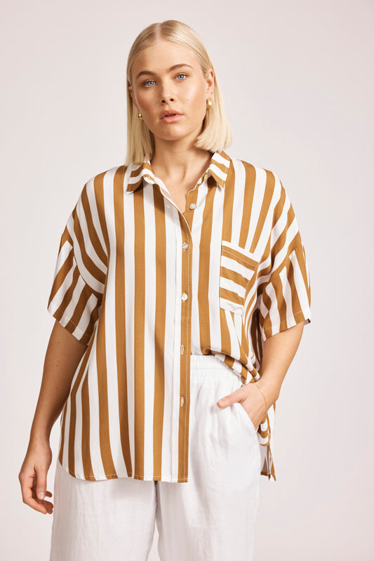 Eb &Ive Treville striped shirt one size camel