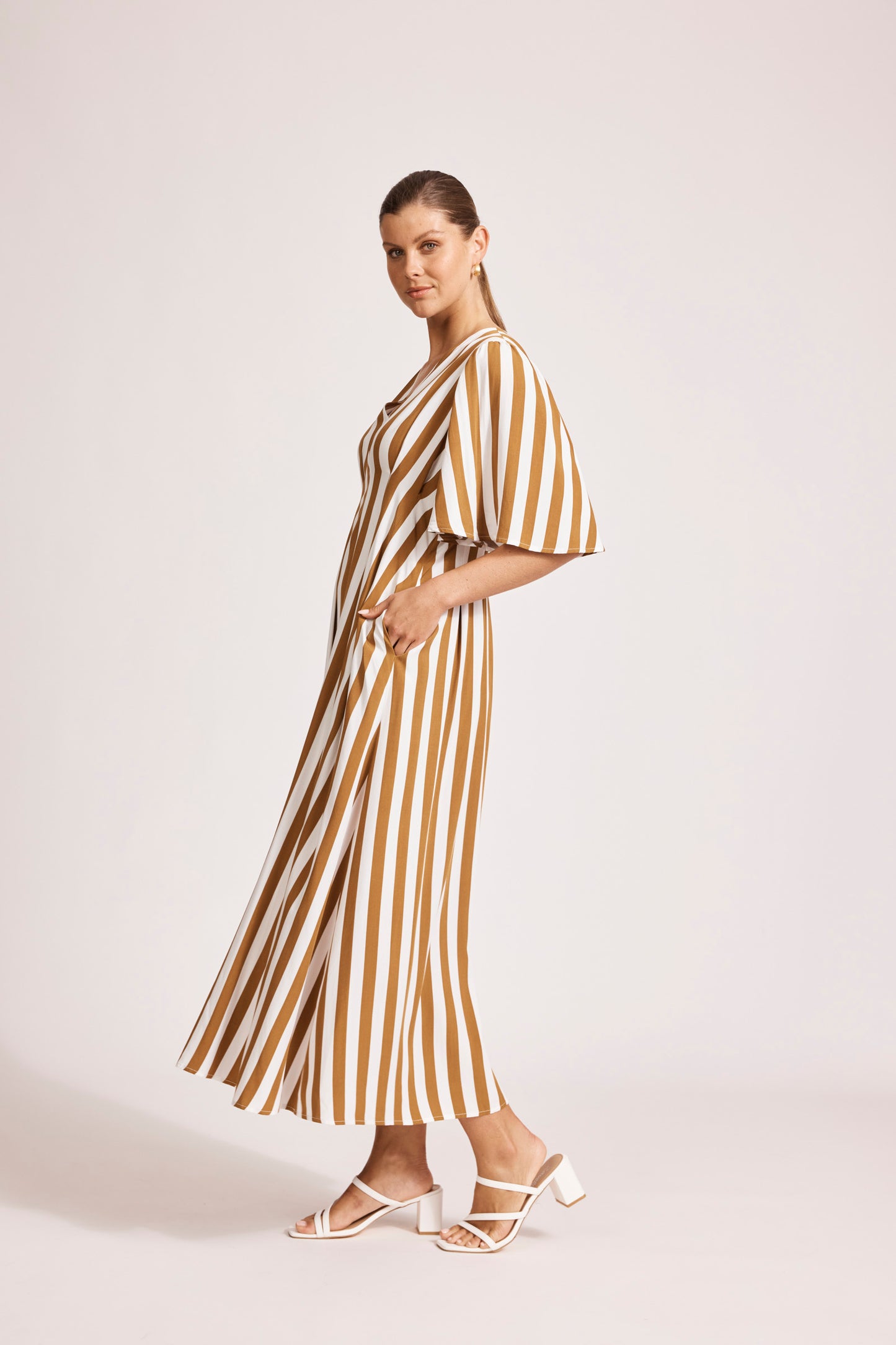 Eb &Ive Treville striped Maxi Dress Caramel