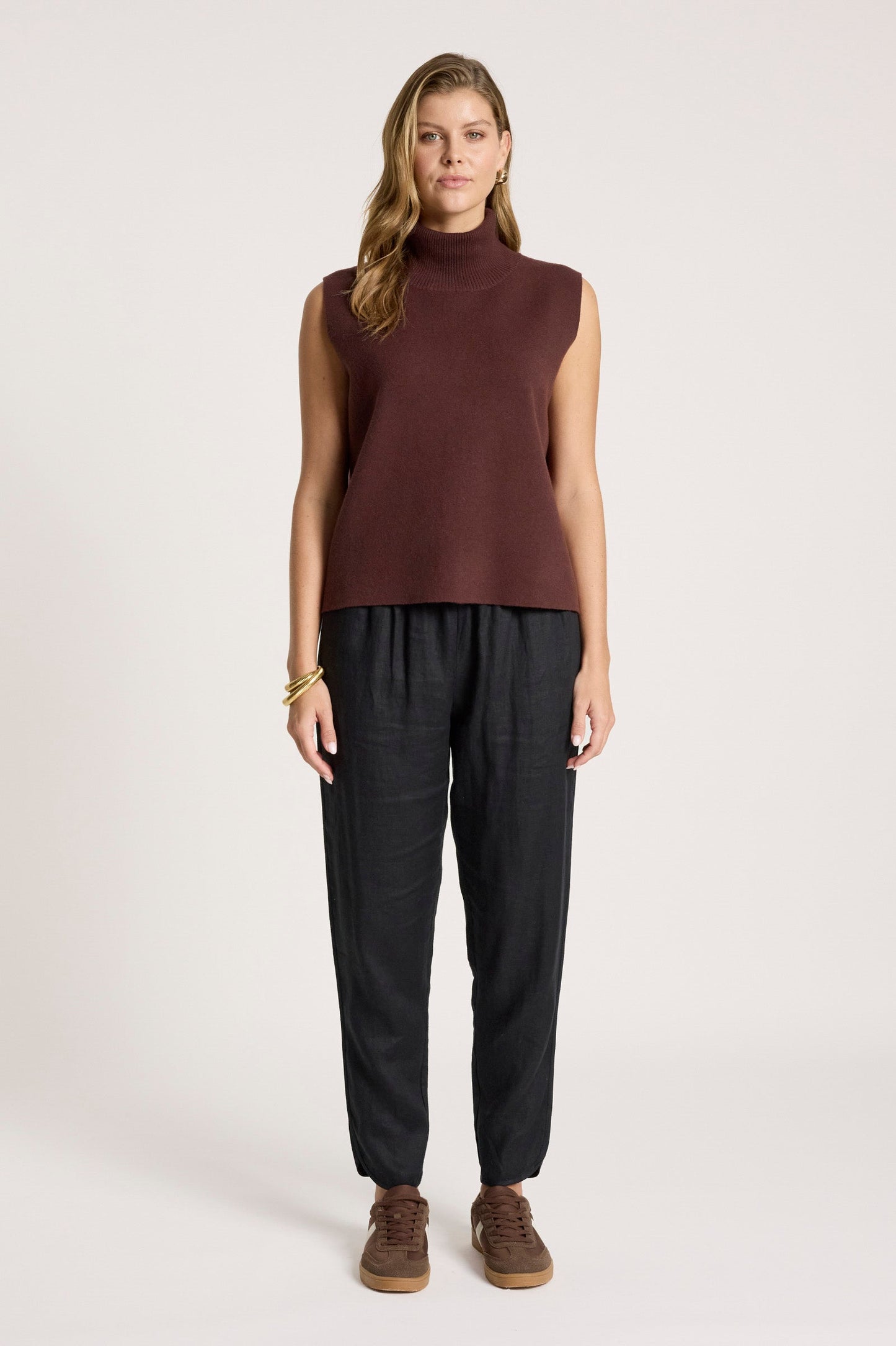 Eb+Ive Zara knit vest Mahogany