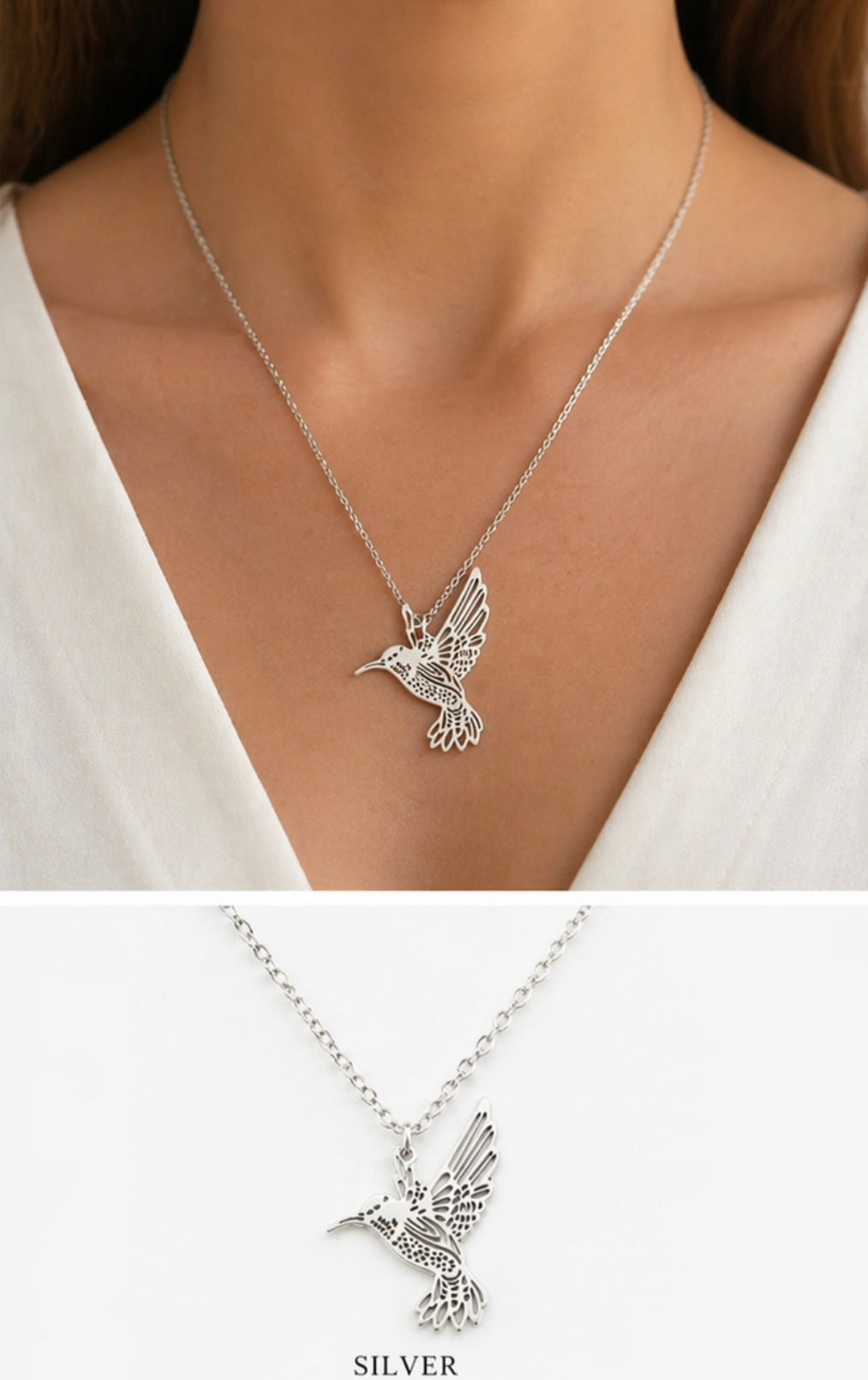 Flying Saucers Humming bird pendant silver