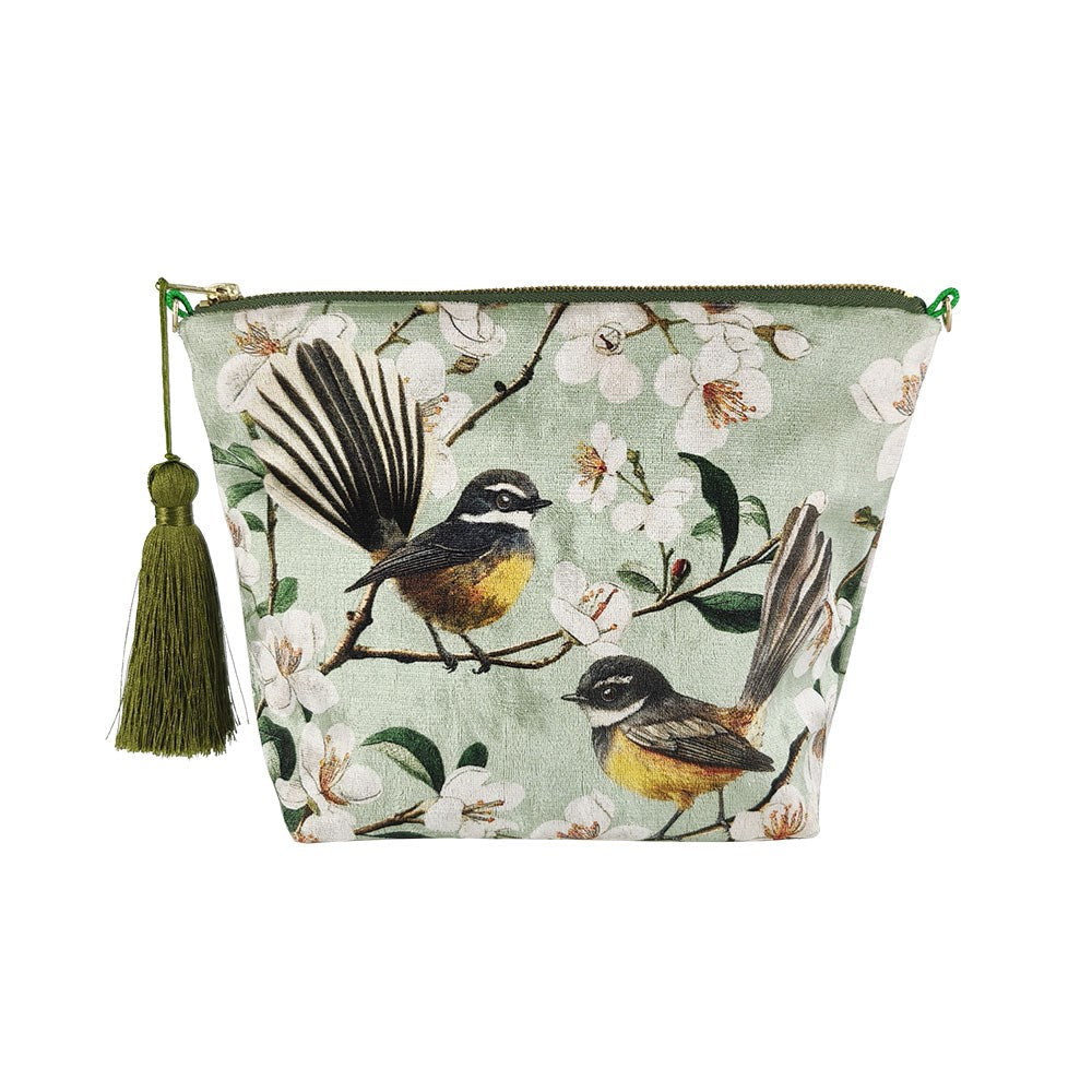 Kiwi Velvet cosmetic bag chatty Fantails
