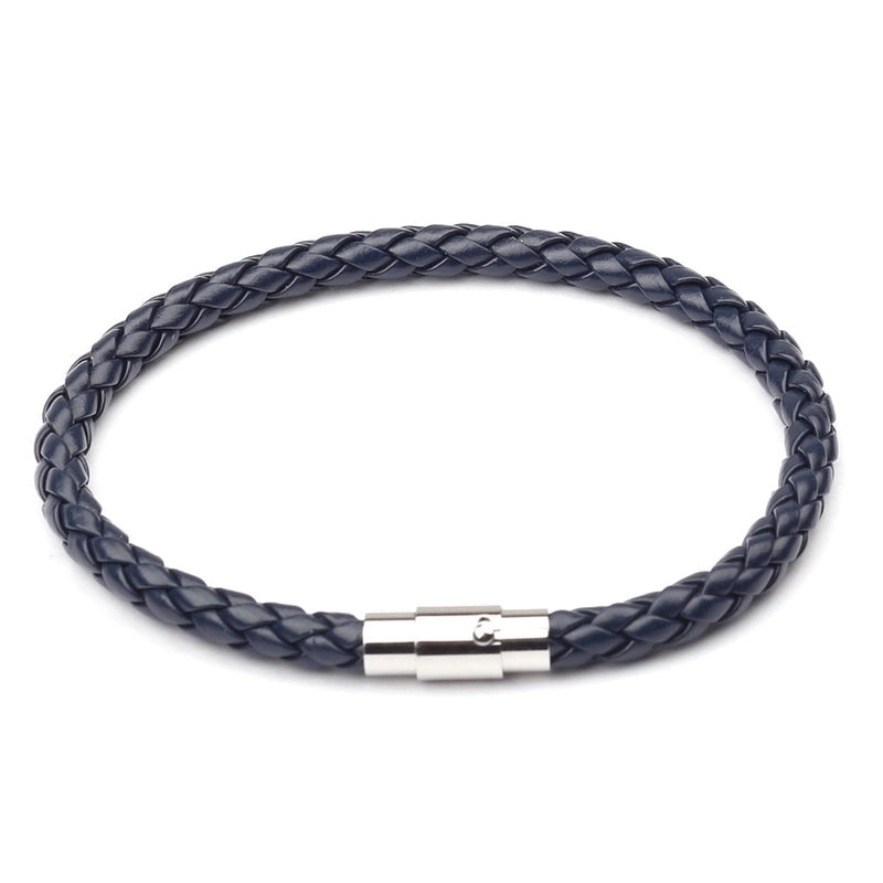 Forge men Stainless steel pu leather navy