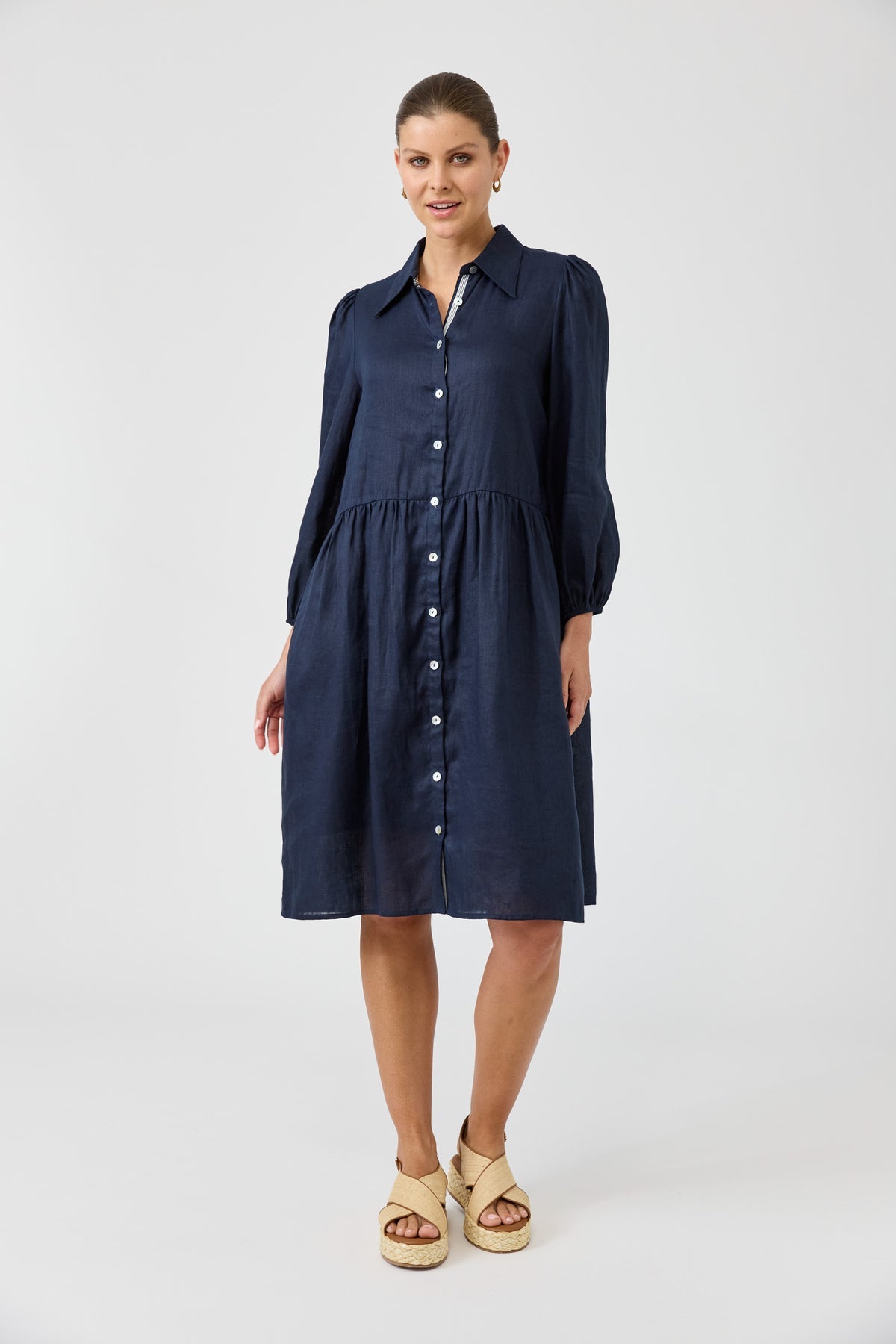 Eb &Ive Studio midi shirt dress Navy