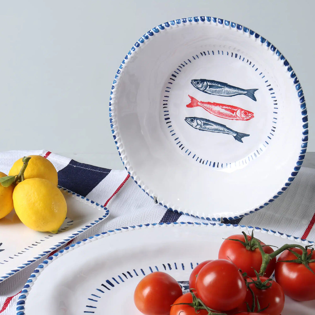 Melamine Nautical sardinr Bowl 31cm (Copy)