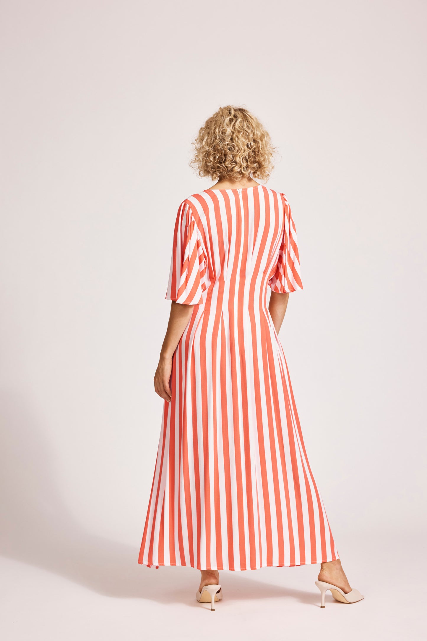 Eb &Ive Treville striped shirt Maxi Dress coral