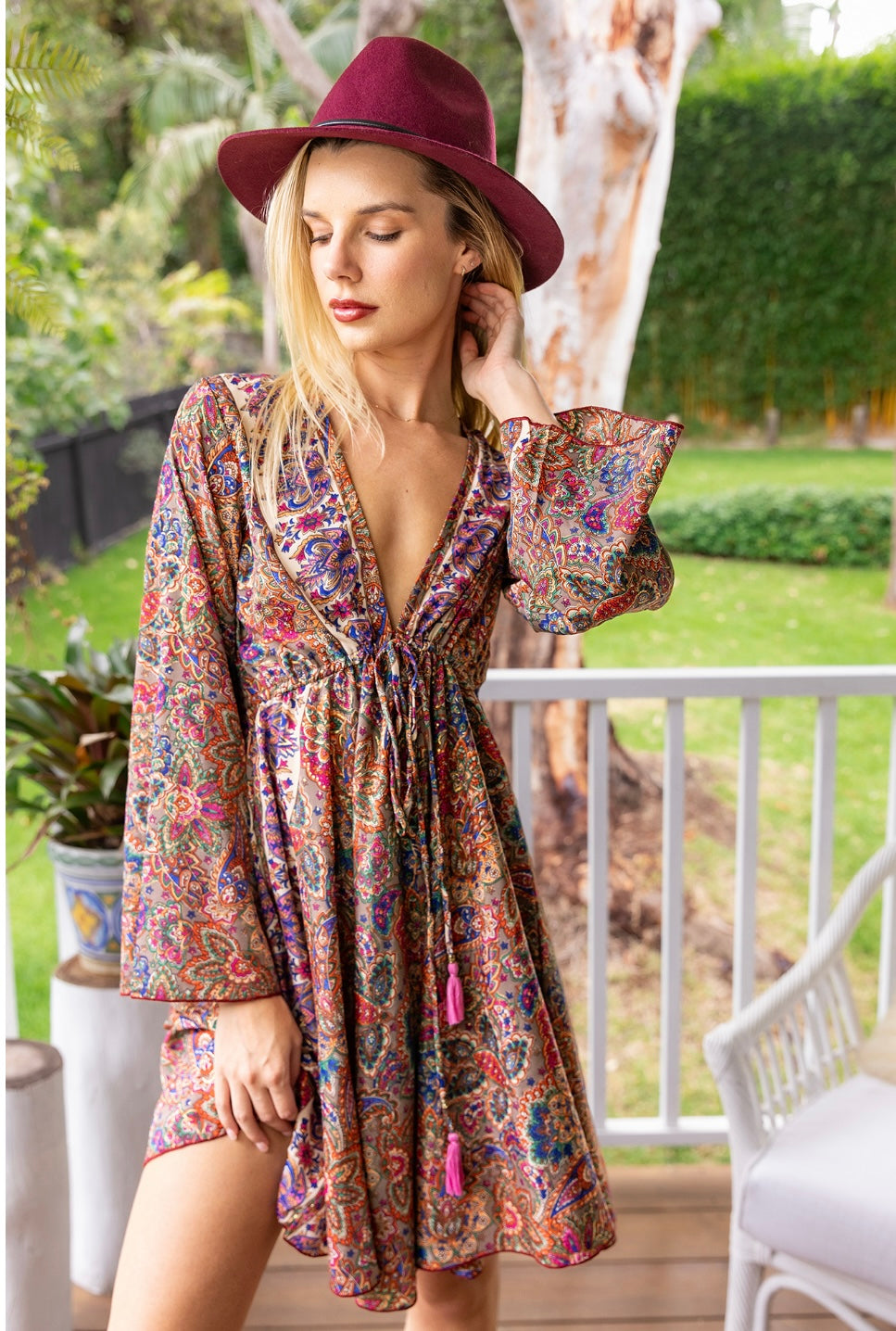 Shasha Flare sleeve short dress