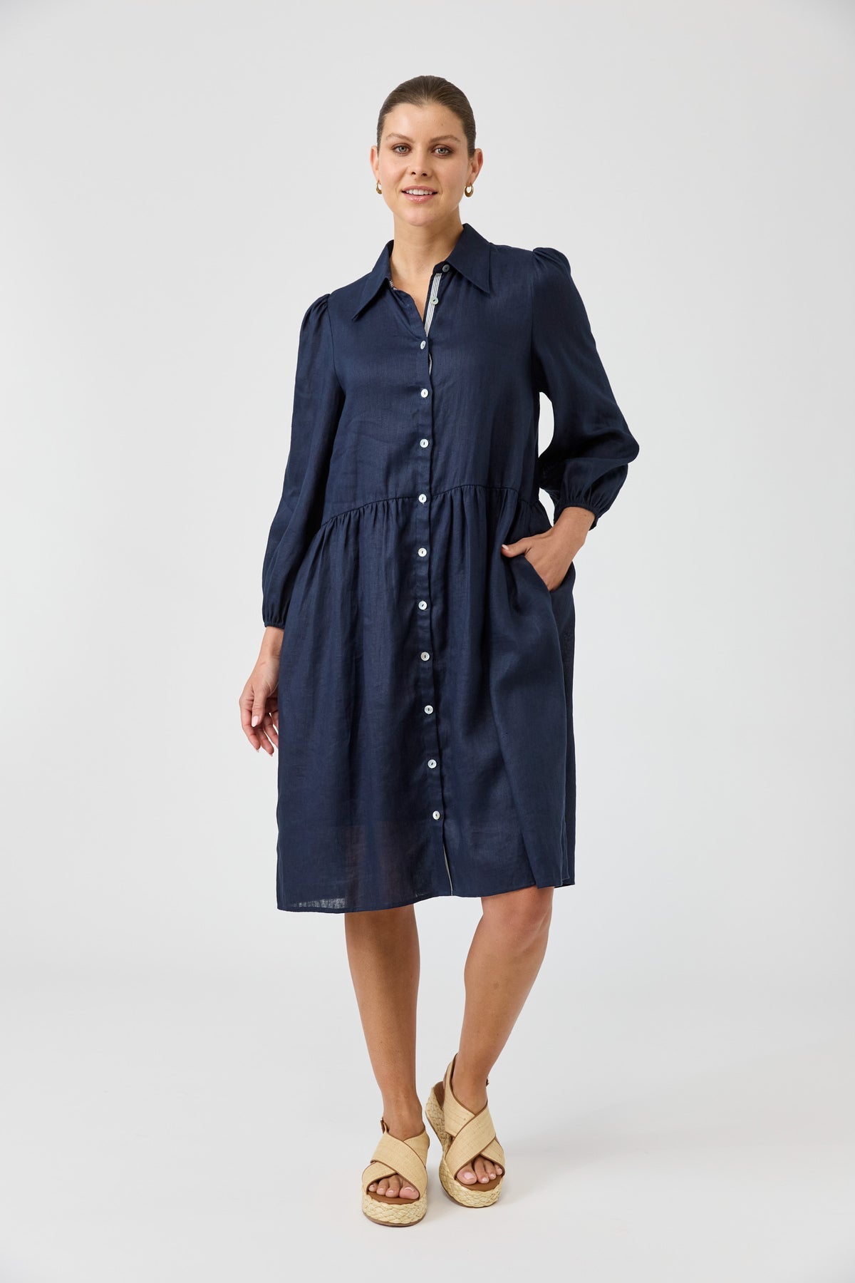 Eb &Ive Studio midi shirt dress Navy