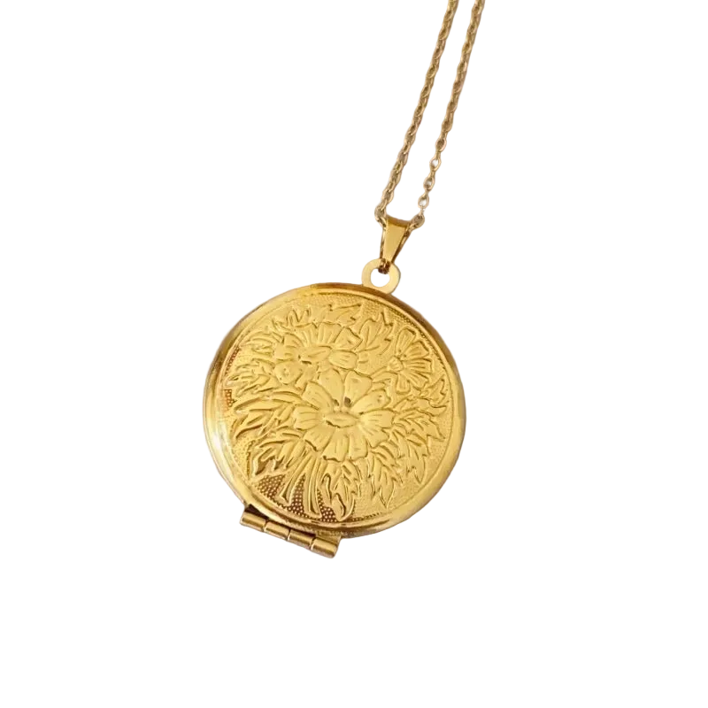 Flying Saucers flower locket gold