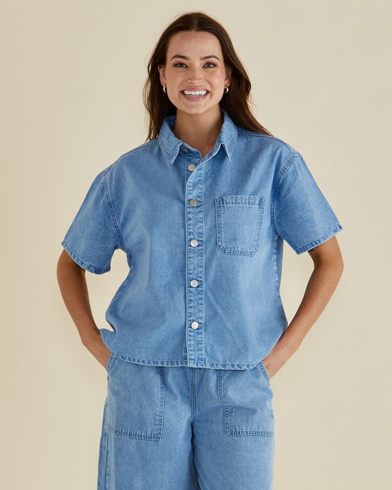 Betty Basics Safran short sleeved shirt blue