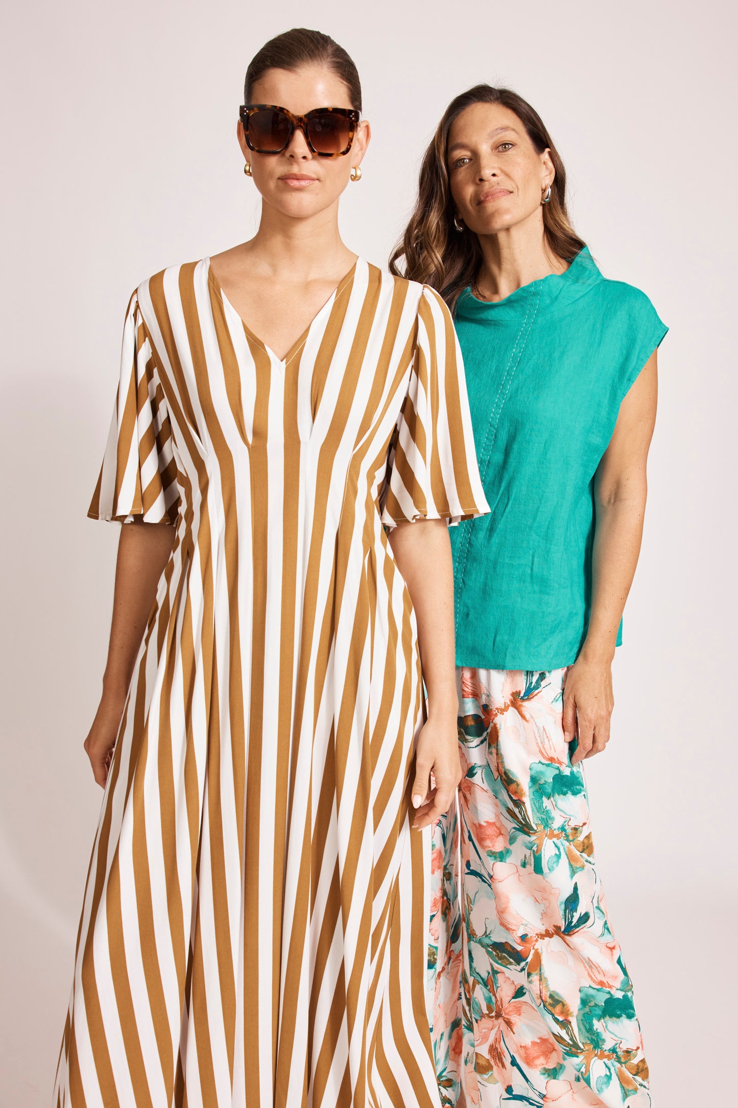 Eb &Ive Treville striped Maxi Dress Caramel