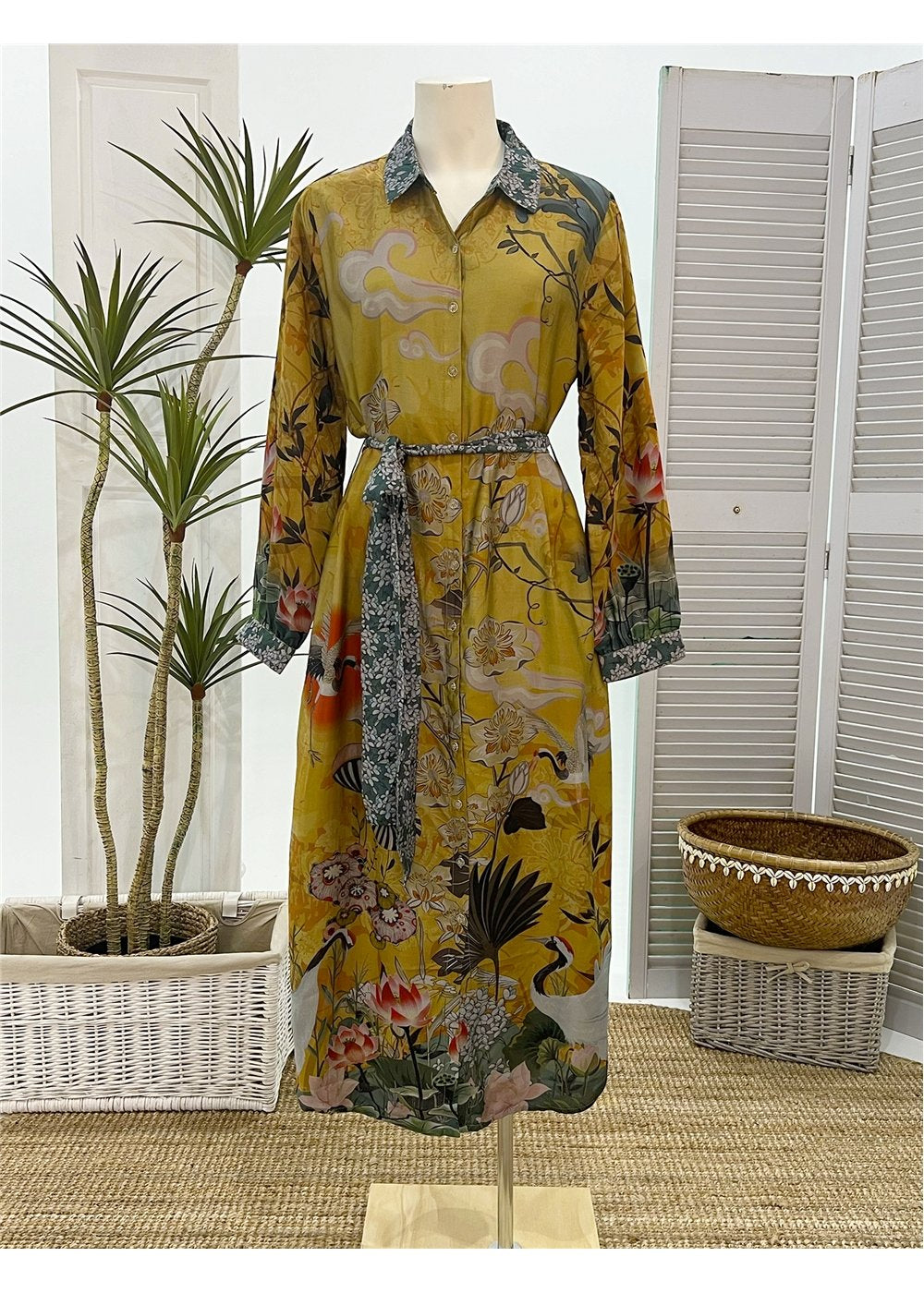 Lotus sunset buttoned dress