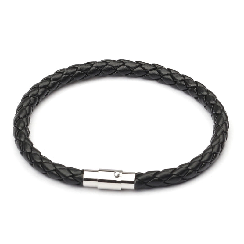 Forge men Stainless steel pu leather black