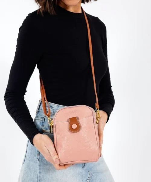 Sassy Duck Georgie Leather cross body pink