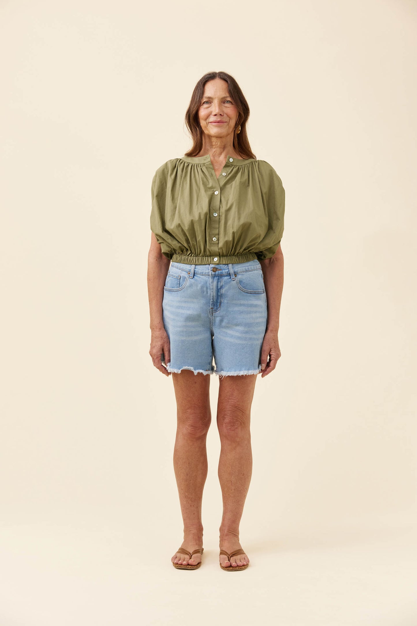 Isle of Mine Rosa reversible top crop Sage
