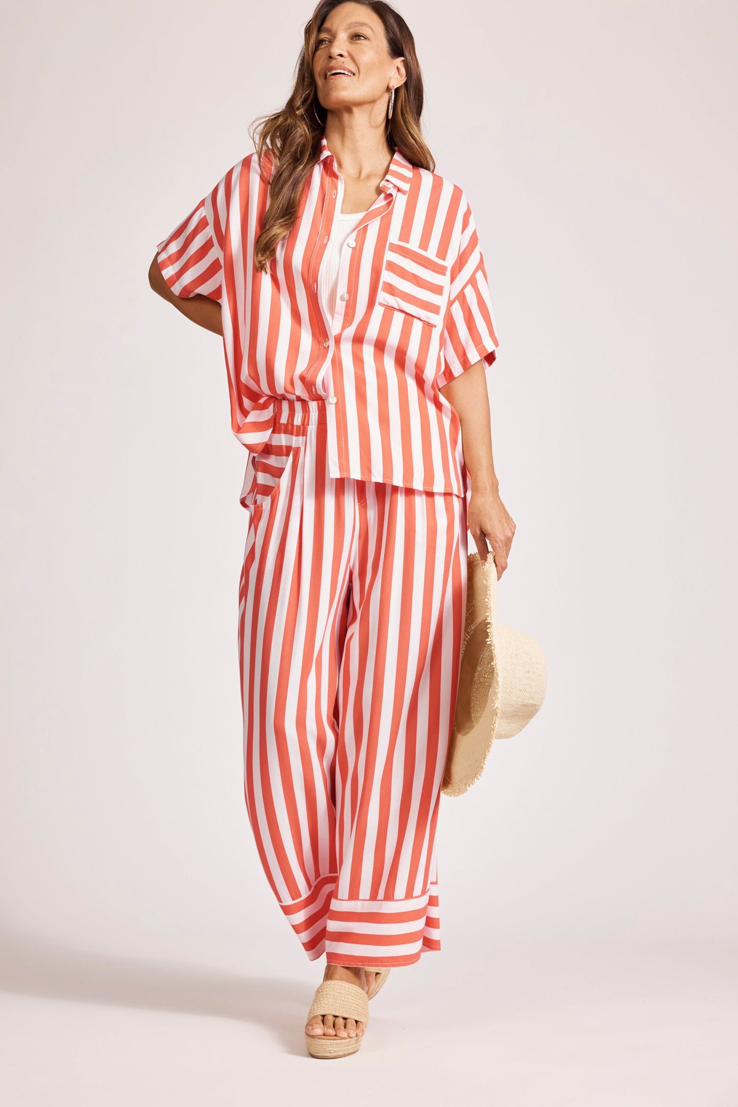 Eb &Ive Treville striped shirt one size coral