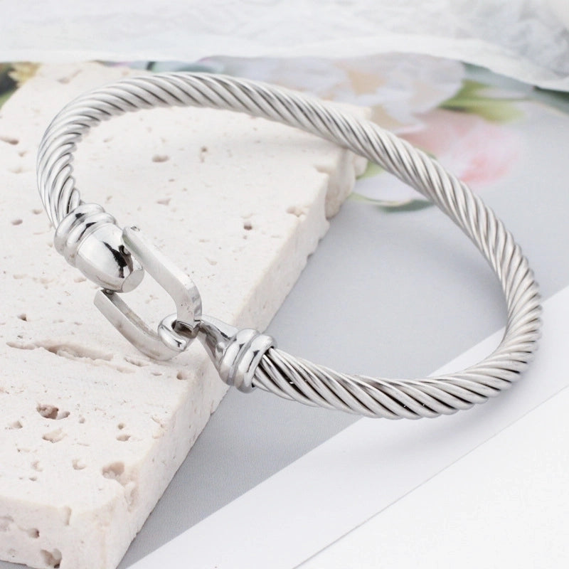 Flying Saucers twisted cable bracelet Silver