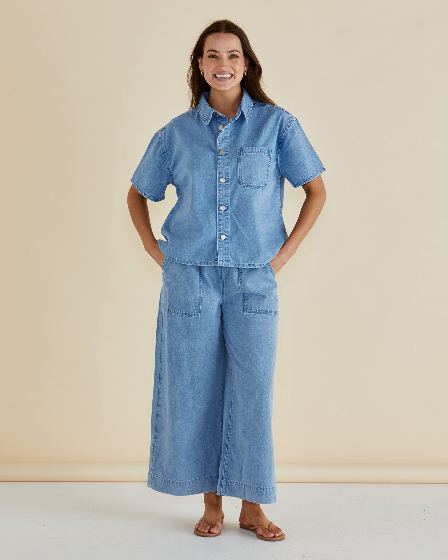 Betty basics short sleeve denim shirt