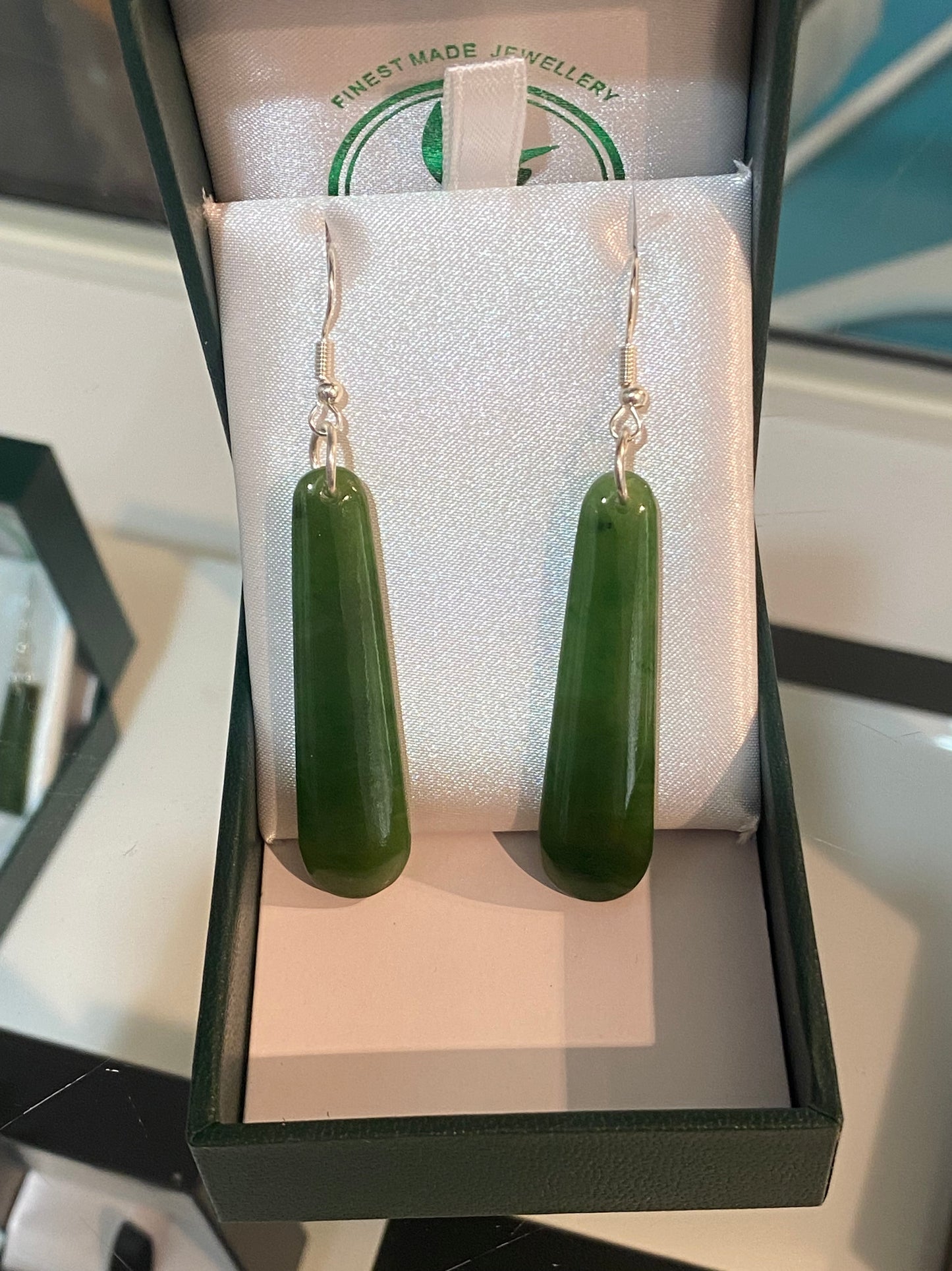 Flying Saucers Jade drop earrings 45mm