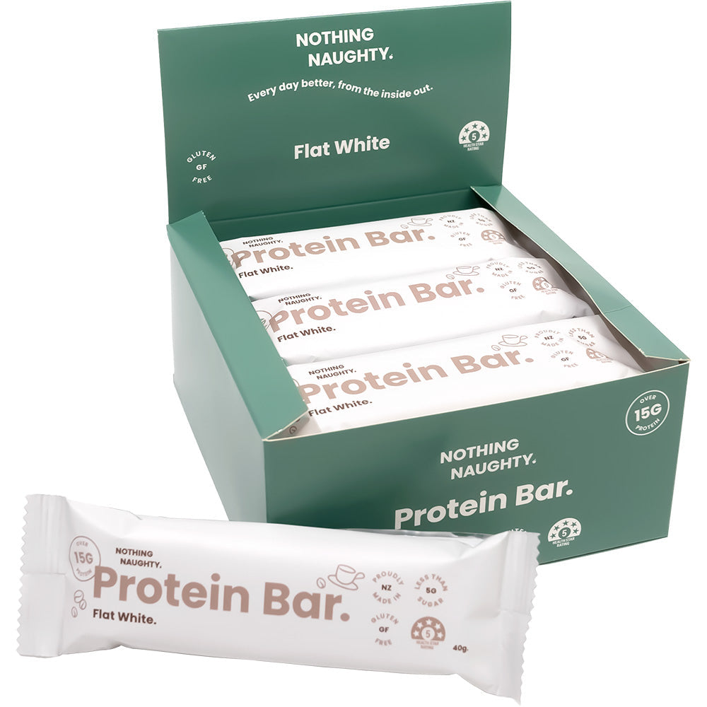 Nothing Naughty Protein bar ,flat white chocolate 12 bars