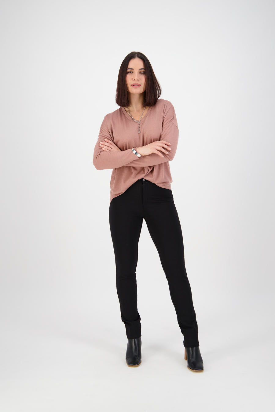 Vassalli Skinny leg full length ponti pant with fly - Flying Saucers NZ