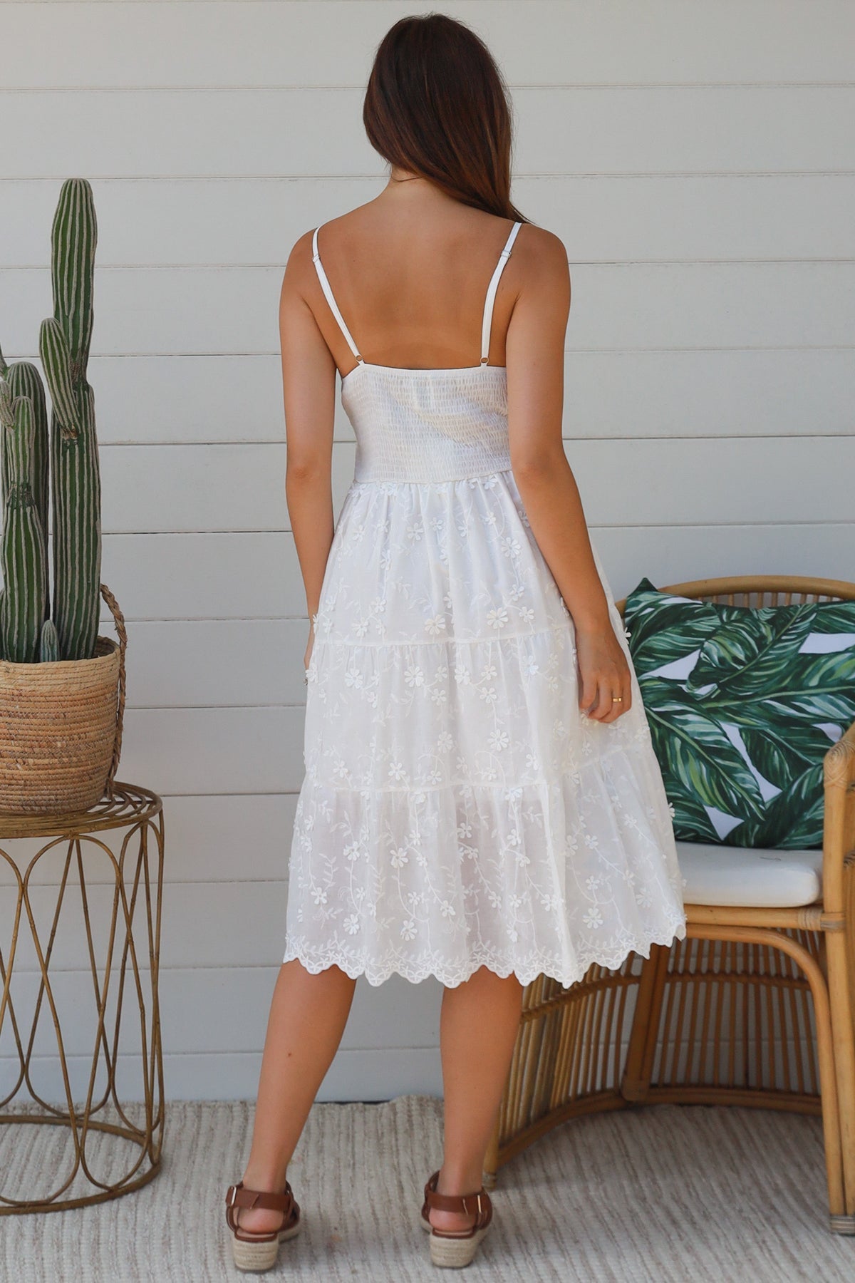 White midi dress