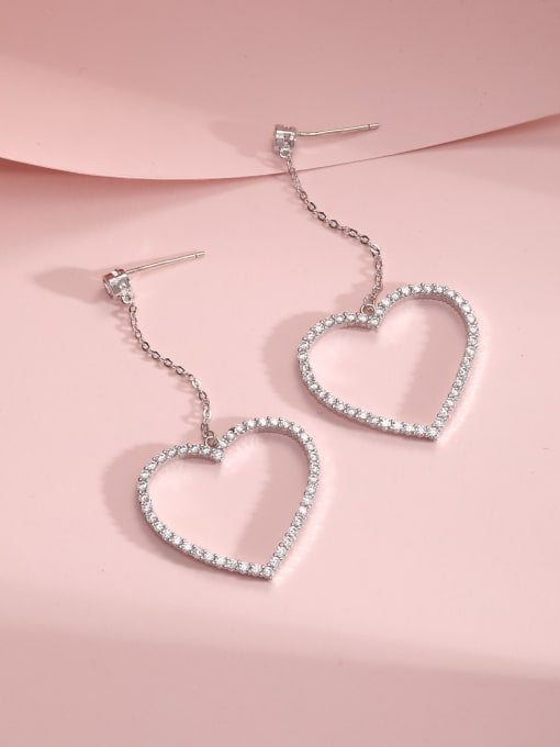 Cubic zirconia white heart drop earring - Flying Saucers NZ
