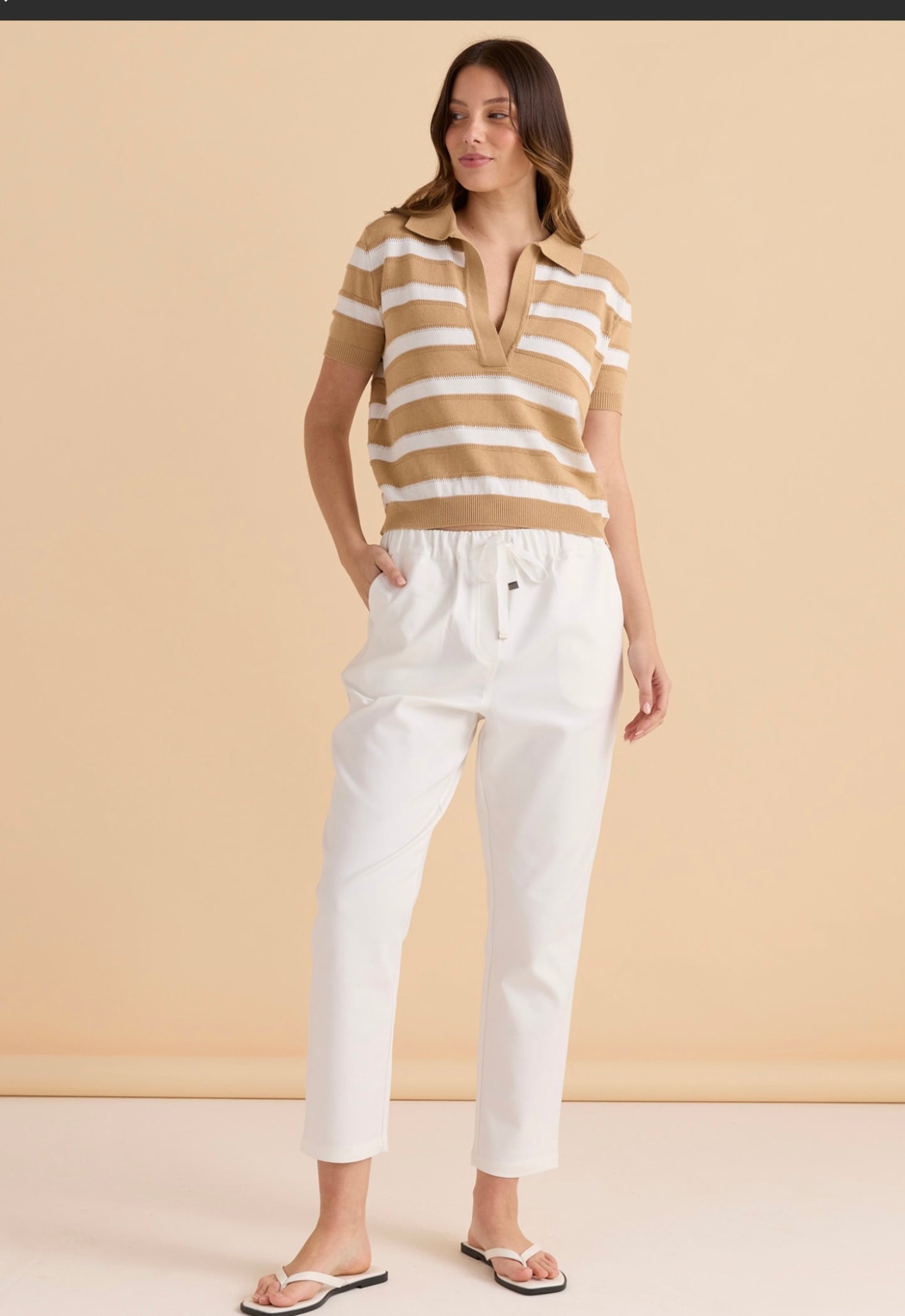 BettyBasics Salford knit polo cream