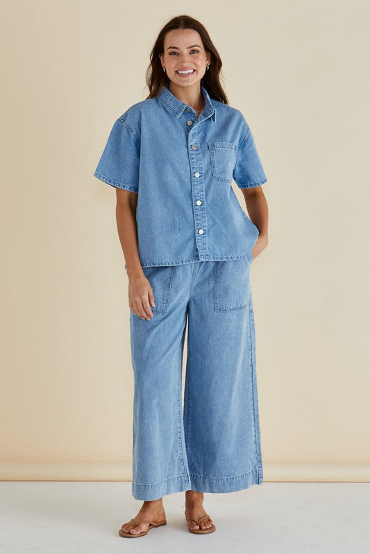 Betty basics short sleeve denim shirt