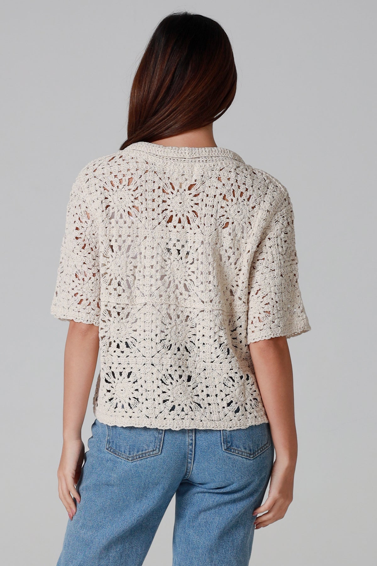 Cotton button shirt bone one size