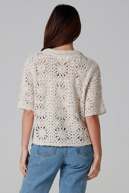 Cotton button shirt bone one size