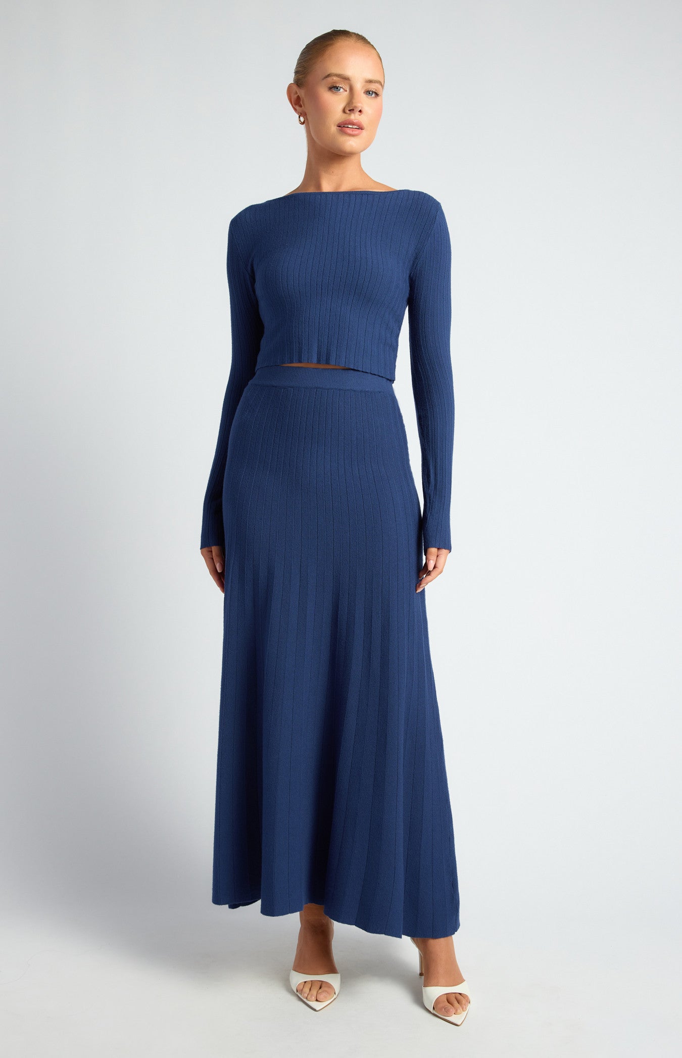 Navy two piece knit rib