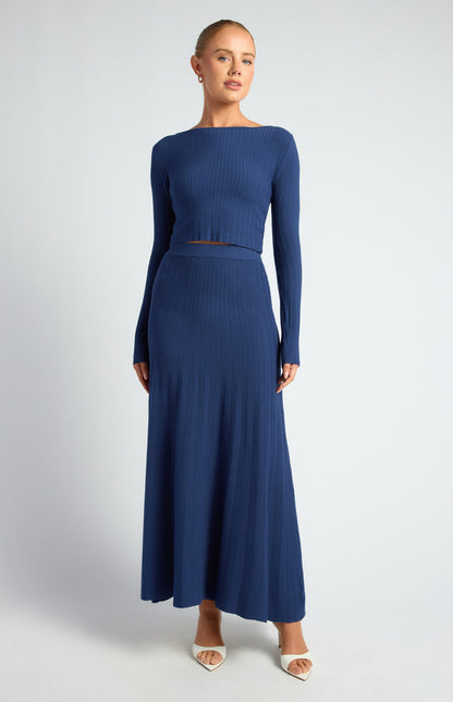 Navy two piece knit rib