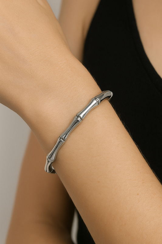 Flying Saucers Bamboo Bracelet Silver