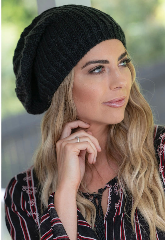 Boho rib beanie one size  Black