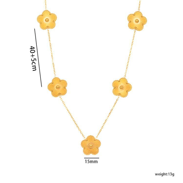 Flying Saucers golden five flower necklace