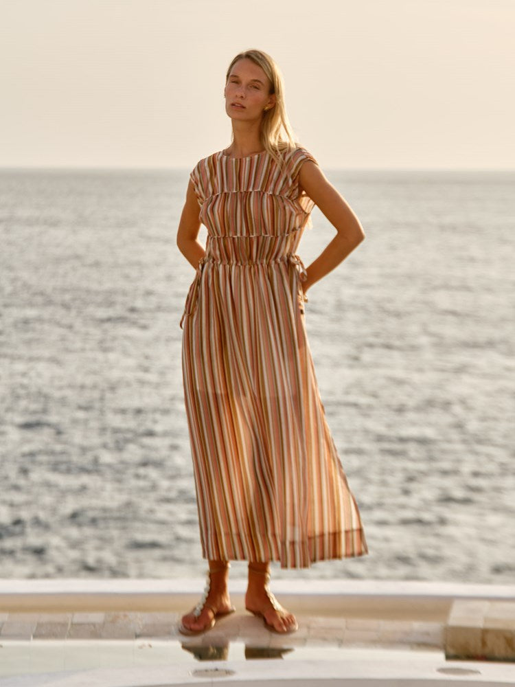 Fate Callista Midi Dress - Sandbar Stripe