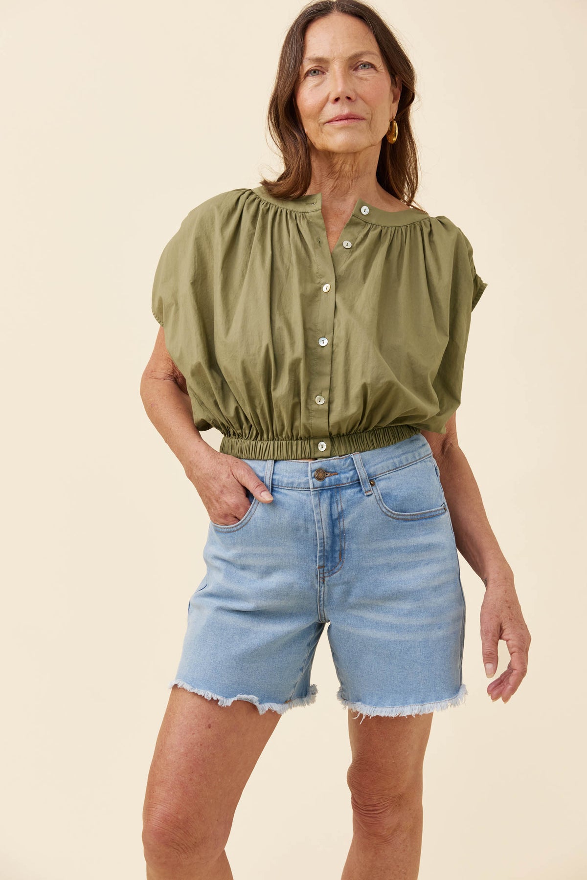 Isle of Mine Rosa reversible top crop Sage