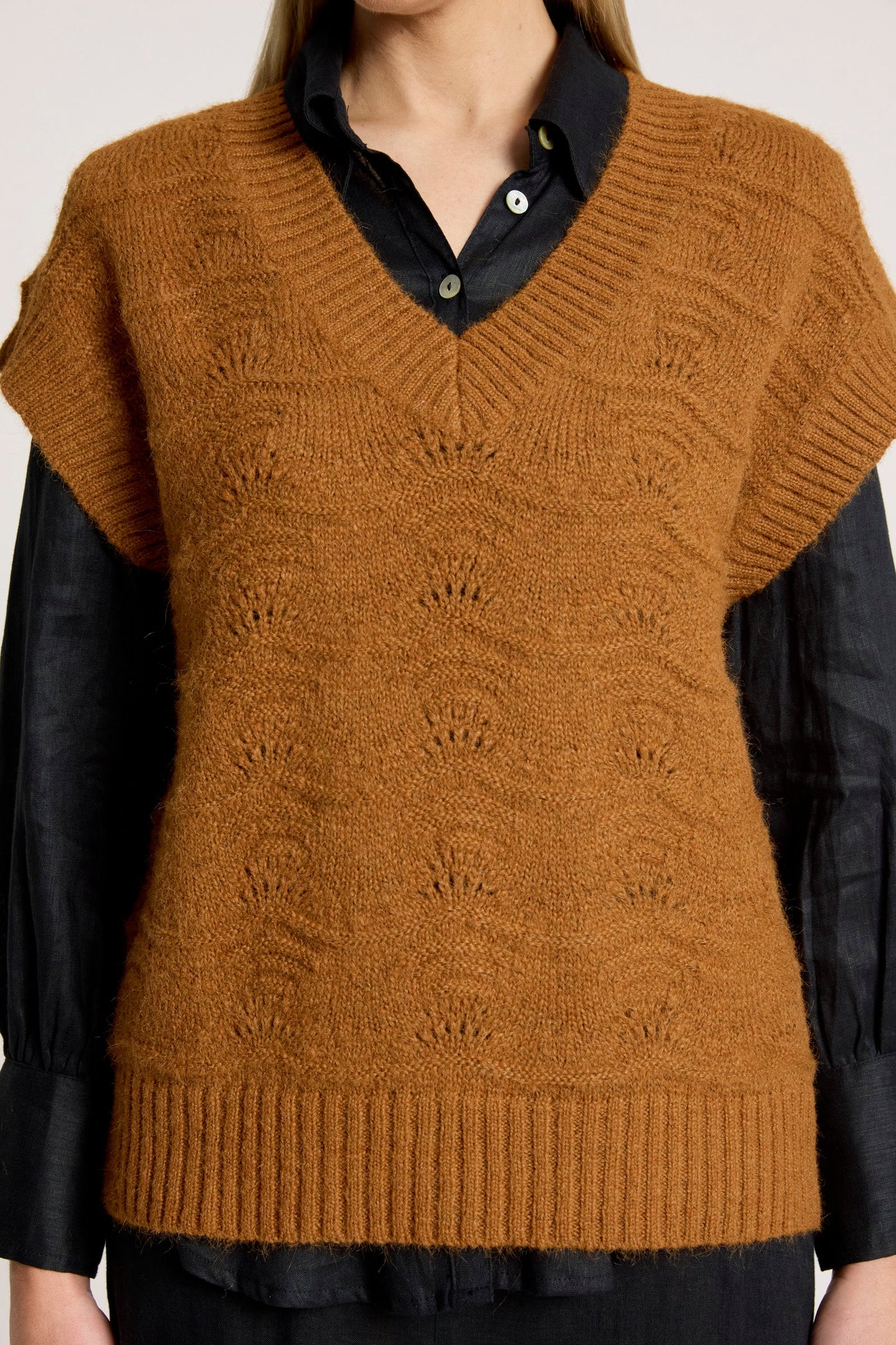 Eb + Ive orin knit vest Caramel
