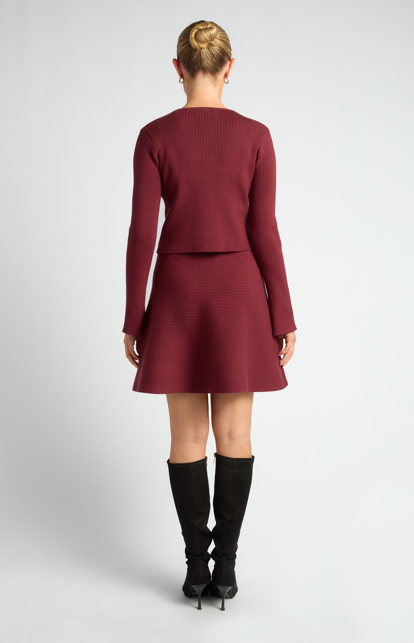 Knit mini dress with Cardy Merlot