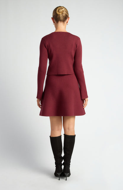 Knit mini dress with Cardy Merlot
