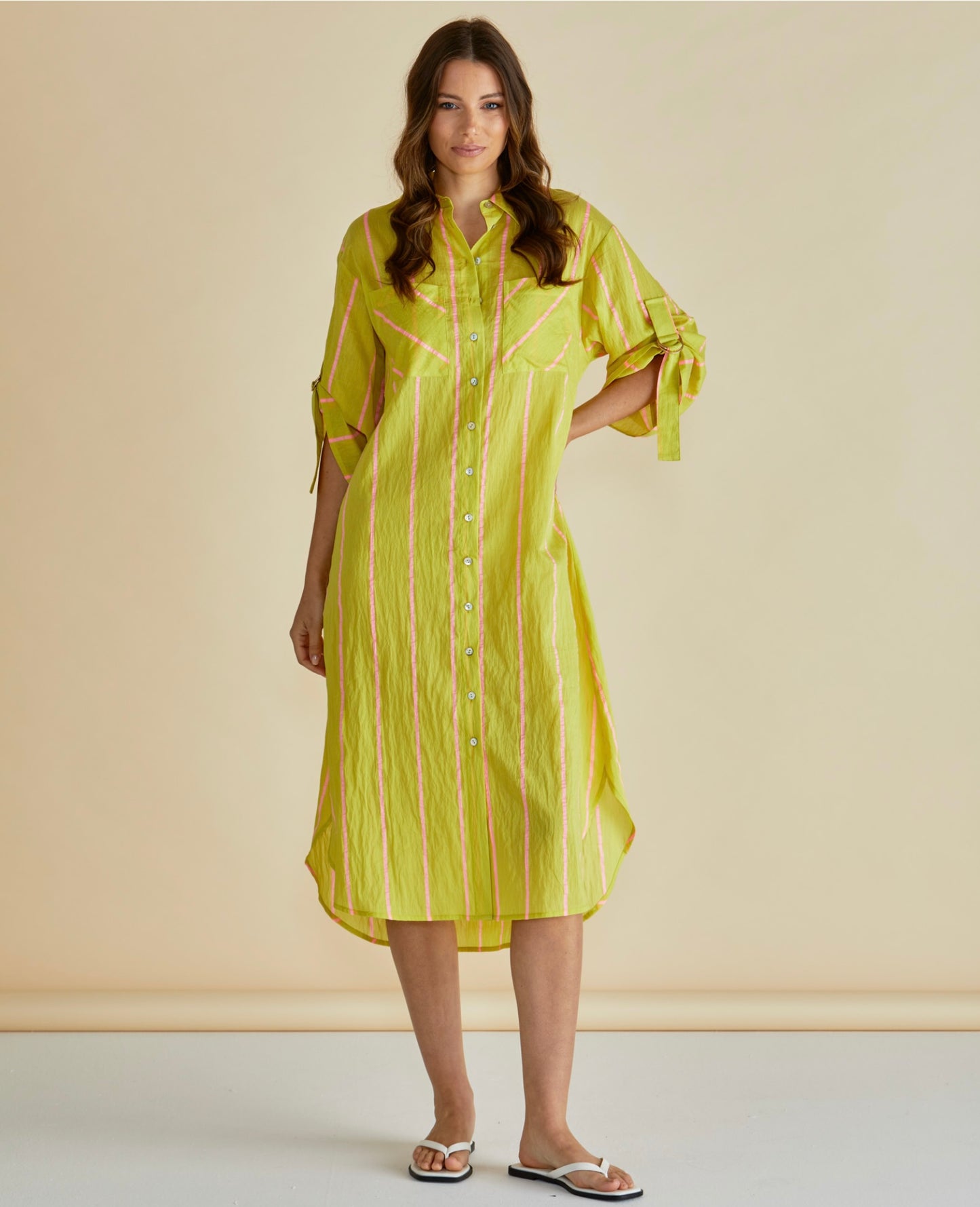 Betty Basics Hayman shirt dress lemon mix  pre order