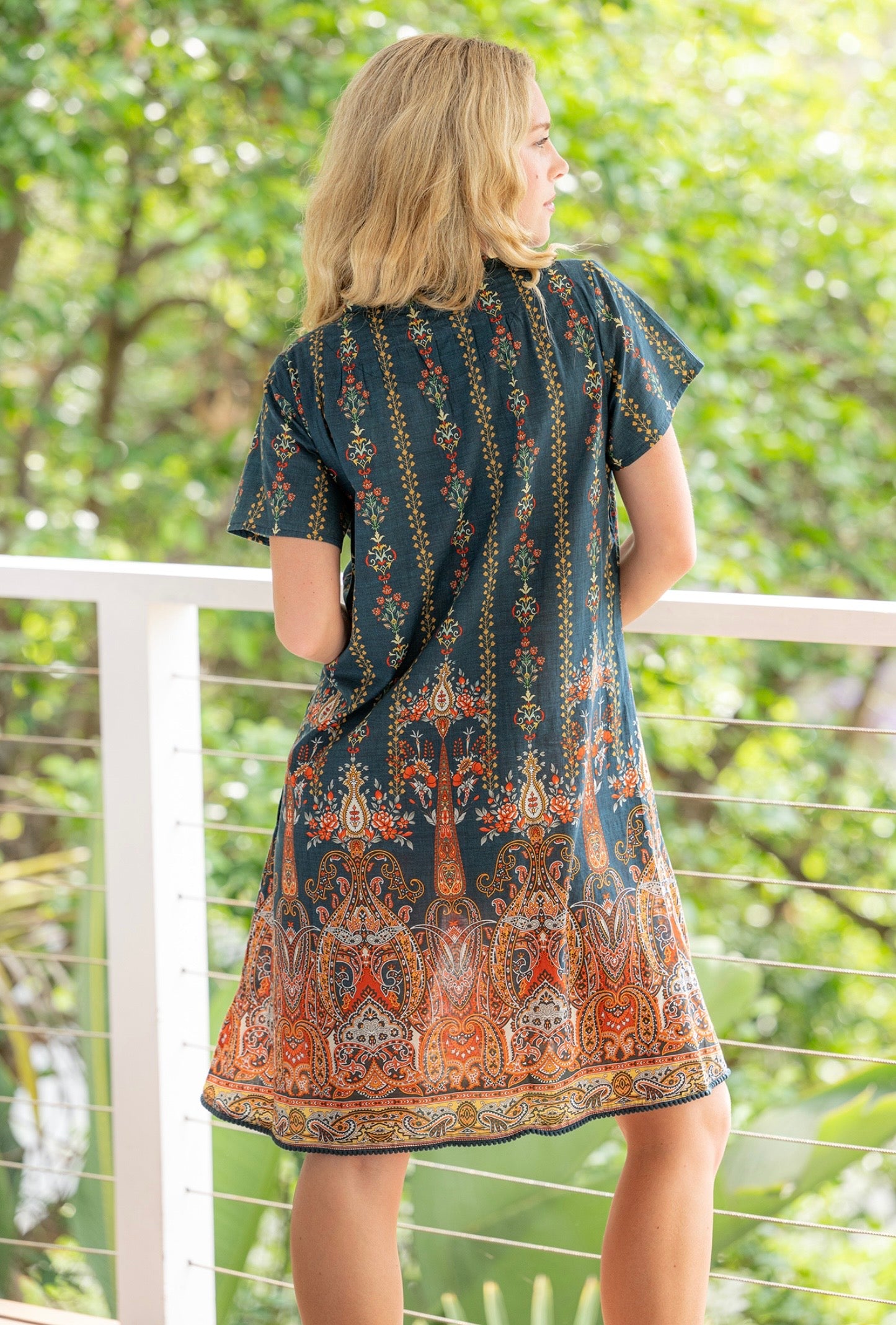 Boho cotton print dress