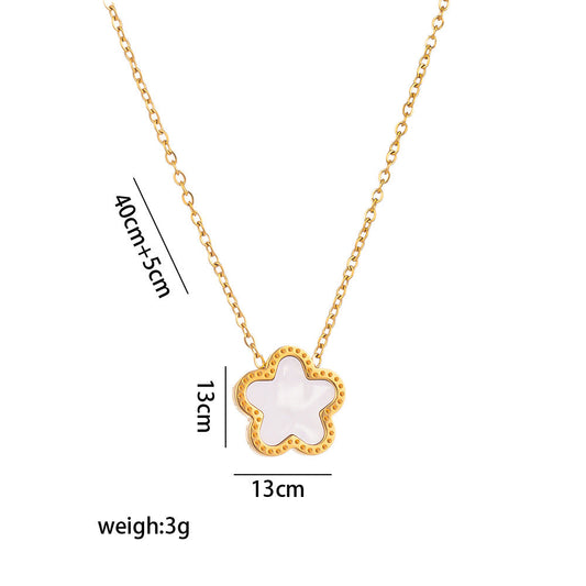 WhiteFlying Saucers Flower 18 k Gold plated necklaces white