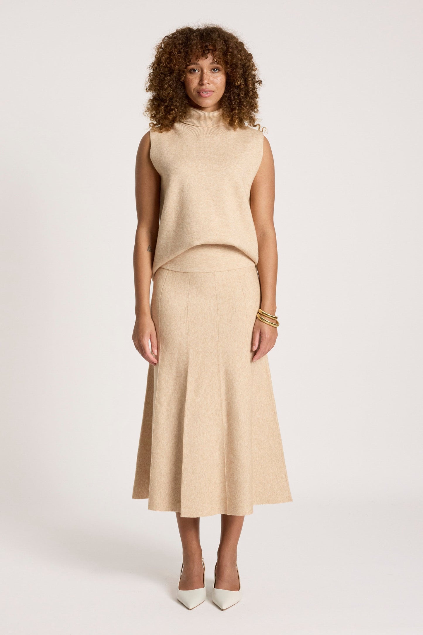 Eb + Ive Zola knit skirt Bisque