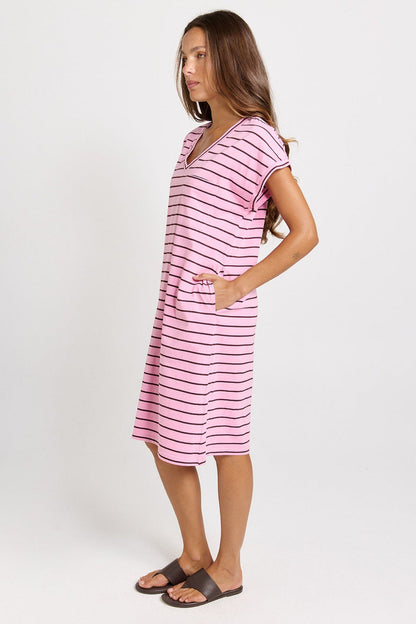 BettyBasics Zena tshirt dress pink/chocolate pre order