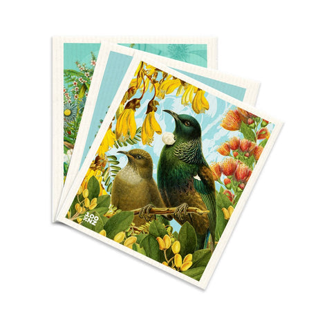 Swedish Dishcloths - NZ botanical Birds $14.95