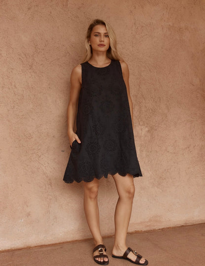 Sass Mavis Broderie dress black